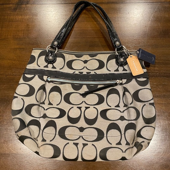 Coach Handbags - COACH Large POPPY Gray Black Lurex Glam #18979